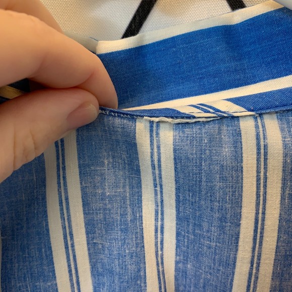 Vintage blue and white stripe button down 80s preppy nautical - Picture 6 of 9
